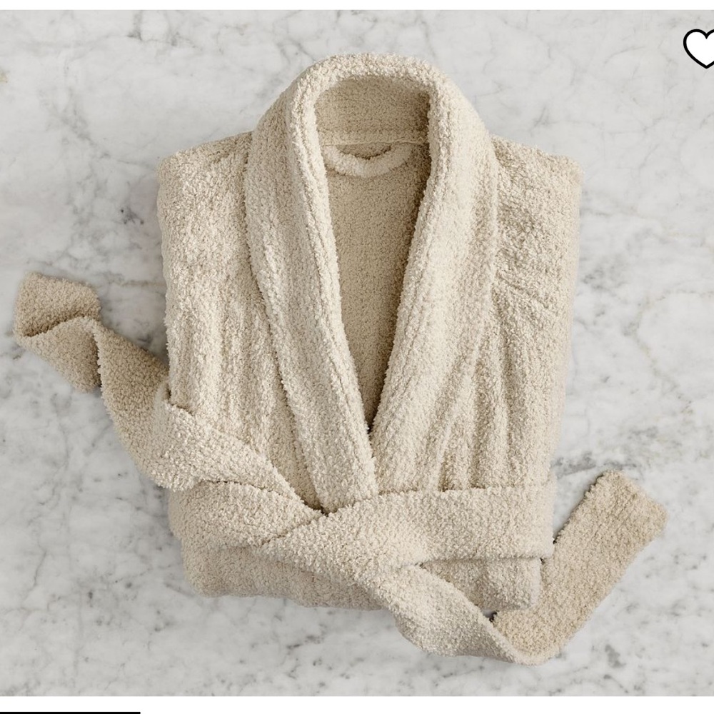 Pottery Barn Cozy Ribbed Robe - Medium - NWT - flax